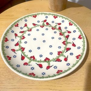 Polish Pottery 10” Dinner Plate  Cardinal Serenade Pattern!